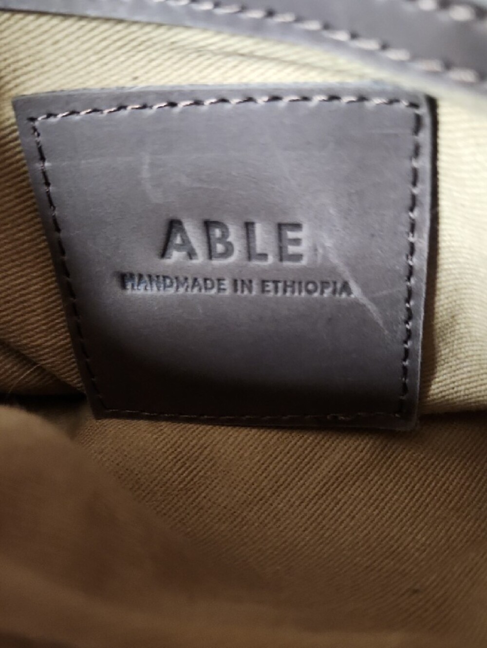 Able Brown Leather Logo Patch Tote - Picture 9 of 16